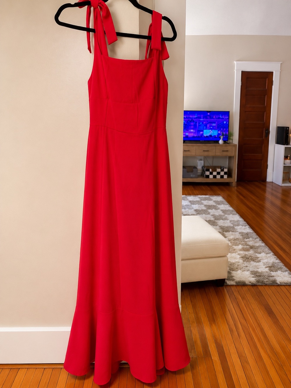 Anrabess Formal Red Tie-Shoulder Midi Dress - Picture 5 of 6